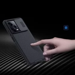 Xiaomi Poco X5 Pro 5G Telefontok - Nillkin csúsztatható kameravédős fekete hátlap tok-3