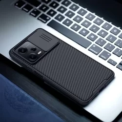 Xiaomi Poco X5 Pro 5G Telefontok - Nillkin csúsztatható kameravédős fekete hátlap tok-5