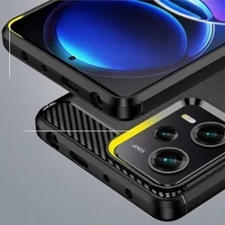 Xiaomi Poco X5 Pro 5G Telefontok - Carbon Fiber fekete szilikon tok-3