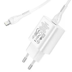 HOCO N22 Töltő - Type-C (USB-C) portos fehér hálózati gyors töltőfej 25W + Type-C (USB-C) / Lightning kábel (1m)-3