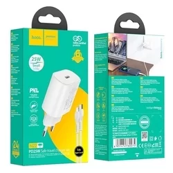 HOCO N22 Töltő - Type-C (USB-C) portos fehér hálózati gyors töltőfej 25W + Type-C (USB-C) / Lightning kábel (1m)-5