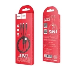 3in1 kábel - Hoco X25 - USB - Lightning / Type-C / MicroUSB fekete kábel 2A, 1m-3