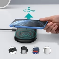 Choetech T570-S Telefon töltő - 2in1 fekete vezeték nélküli (Wireless) töltőpad - telefon és Samsung Galaxy Watch okosórákhoz-3
