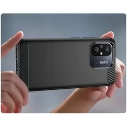 Xiaomi Redmi 12C Telefontok - Carbon Fiber fekete szilikon tok-3