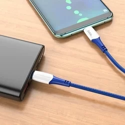 HOCO X70 Kábel - Type-C / Type-C (USB-C) kék/fehér szövet gyorstöltő kábel 1m, 3A-1