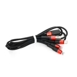 3in1 kábel - Hoco X26 - USB - Lightning / Type-C / MicroUSB fekete/piros kábel 2A, 1m-1