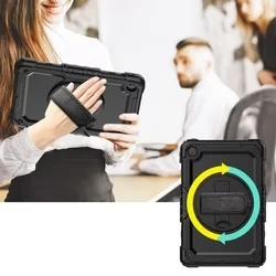 Lenovo Tab M10 Plus 10,6 coll Tablettok (3. gen, TB125FU, TB128XU) - SOLID360 ütésálló, kitámasztható, fekete tablet tok-7