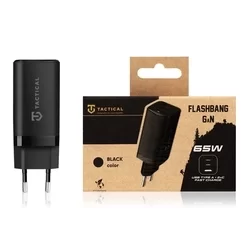 Tactical Flashbang GaN Hálózati töltő - 1 USB / 2 Type-C (USB-C) porttal, univerzális hálózati gyorstöltő, fekete 65W-2