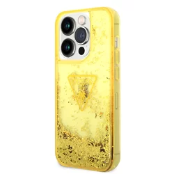 iPhone 14 Pro Telefontok - Guess Liquid Glitter - kemény hátlaptok - Sárga-1