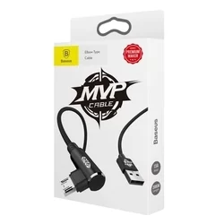 Szövet kábel: Baseus MVP - USB / MicroUSB fekete szövet kábel 2m (90 fokban elfordított csatlakozó véggel) 1,5A-5