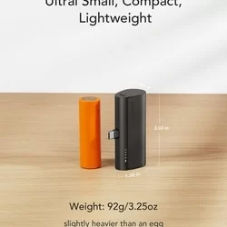 VEGER PlugOn Powerbank - fekete powerbank beépített Type-C (USB-C) csatlakozóval, 5000mAh, LED kijelzés-2