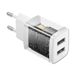 Baseus Compact Telefon töltő - 2USB portos fehér hálózati töltőfej, 10.5W-4