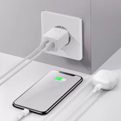 Baseus Compact Telefon töltő - 2USB portos fehér hálózati töltőfej, 10.5W-6