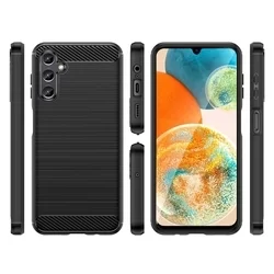 Samsung Galaxy A14 4G / LTE (A145) Telefontok - Carbon Fiber fekete szilikon tok-1