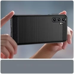 Samsung Galaxy A14 4G / LTE (A145) Telefontok - Carbon Fiber fekete szilikon tok-3