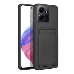 Xiaomi Redmi Note 12 4G / LTE Telefontok - Forcell Card - fekete kártyatartós szilikon hátlap tok-1