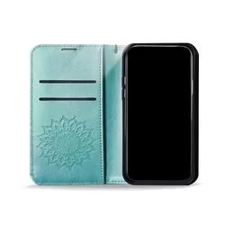 Xiaomi Redmi Note 12 4G / LTE Telefontok - MEZZO mandala mintás zöld mágneses szilikon keretes könyvtok-3