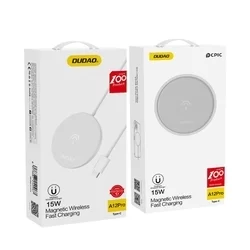 Dudao A12Pro Telefon töltő - fehér vezeték nélküli (Wireless) töltőpad 2A/15W + Type-C (USB-C) kábel-3