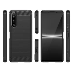 Sony Xperia 5 IV 5G Telefontok - Forcell Carbon fekete szilikon tok-2