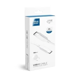 BlueStar kábel - Type-C (USB-C) / Type-C (USB-C) fehér kábel, 120 cm, 3A-2