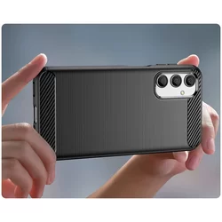 Samsung Galaxy A24 4G / LTE Telefontok - Carbon Fiber fekete szilikon tok-1