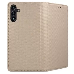 Samsung Galaxy A24 4G / LTE Telefontok - arany mágneses szilikon keretes könyvtok-2
