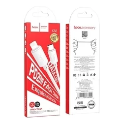 HOCO X88 Kábel - Lightning / Type-C (USB-C) fehér gyorstöltő kábel 1m, 2,4A-3