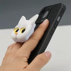 Telefontartó pop holder, tükörrel - Fehér Macska Popper-4