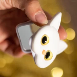Telefontartó pop holder, tükörrel - Fehér Macska Popper-11