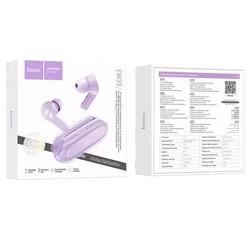 HOCO ENC EW39 Headset - lila bluetooth headset, töltő tokkal-3