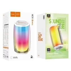 HOCO HC18 Bluetooth hangszóró - fehér LED-es, bluetooth / FM hangszóró-3