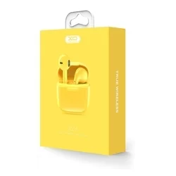 XO X23 Headset - sárga bluetooth headset, töltő tokkal-1