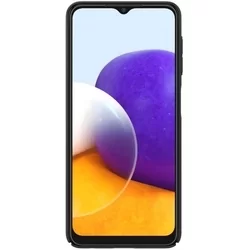 Samsung Galaxy M22 Telefontok - Nillkin csúsztatható kameravédős fekete hátlap tok-1