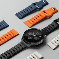 Okosóra szilikon szíj - Samsung Galaxy Watch 4 (40 / 42 / 44 / 46 mm) - Tech- Protect IconBand Line - narancssárga szilikon szíj (szíj szélesség: 20 mm)-1