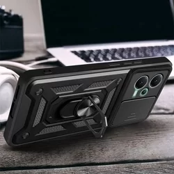 Xiaomi Redmi Note 12 Pro+ 5G Telefontok - Camshield - fekete szilikon tok, kitámasztó ujjgyűrűvel, csúsztatható kameravédővel-2
