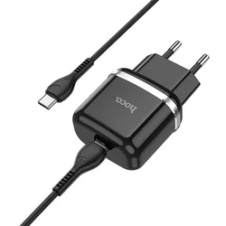 HOCO N24 Töltő - Type-C (USB-C) hálózati töltőfej + Type-C / Type-C kábel, fekete 20W-1