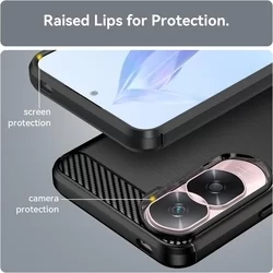 Honor 90 Lite 5G Telefontok - Carbon fekete szilikon tok-1