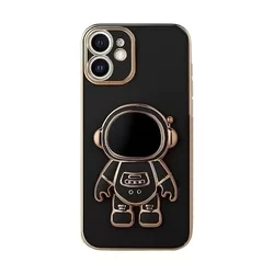 iPhone 11 Telefontok - Asztronauta - fekete/arany szilikon hátlap tok, kitámasztóval-1