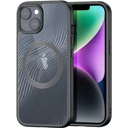 iPhone 15 Telefontok - DUX DUCIS Aimo Mag - MagSafe kompatibilis átlátszó hátlap tok, fekete kerettel-1