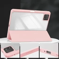 XIAOMI PAD 6 (11,0 coll) Tablettok - pink smart case tablet tok, átlátszó hátlappal, ceruza tartóval-4