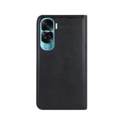 Honor 90 Lite 5G Telefontok - Smart Magnetic fekete szilikon keretes mágneses könyvtok-1