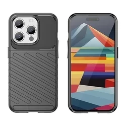 iPhone 15 Pro Max Telefontok - Thunder fekete ütésálló szilikon hátlap tok-4