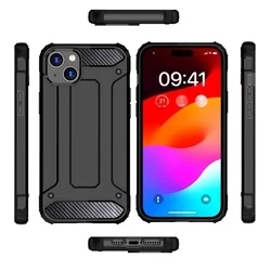 iPhone 15 Telefontok - Defender II fekete ütésálló hátlap tok-4