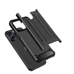 iPhone 15 Pro Max Telefontok - Defender II fekete ütésálló hátlap tok-1