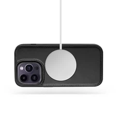 iPhone 15 Telefontok - Tech- Protect Wallet - MagSafe kompatibilis fekete bőr könyvtok, ráhajtófüllel-3
