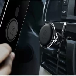 Baseus autós telefontartó SUGX-A01 - mágneses, szellőzőrácsra tehető telefontartó, kábeltartó csipesszel, fekete színű-2