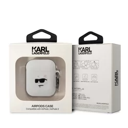 Karl Lagerfeld 3D Choupette Head Airpods 1/2 tartó - fehér szilikon tok-2