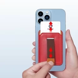 Dux Ducis Jelblokkoló - mágneses műbőr kártyatartó, MagSafe kompatibilis, RFID blokkoló, piros-4