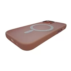iPhone 15 Pro Max Telefontok - MagSafe kompatibilis pink áttetsző műanyag hátlap tok, pink szilikon kerettel-2