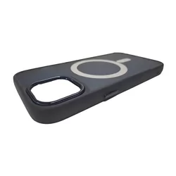 iPhone 15 Pro Max Telefontok - MagSafe kompatibilis kék áttetsző műanyag hátlap tok, kék szilikon kerettel-3
